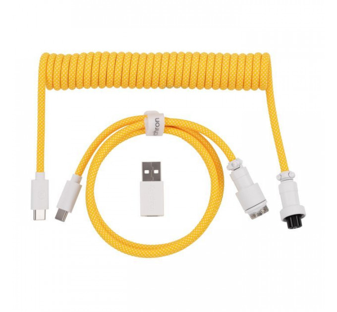 Дата кабель USB-C + USB A to USB-C 1.36m Coiled Aviator yellow Keychron (CAB16_KEYCHRON)