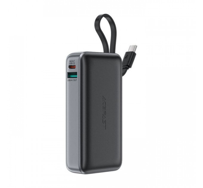 Батарея універсальна Acefast 10000mAh 30W PD, USB-C witch cable, USB-A, Li-Pol, M7 Black (6974316283379)