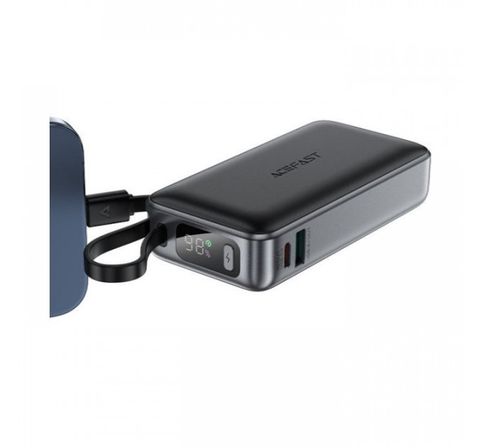 Батарея універсальна Acefast 10000mAh 30W PD, USB-C witch cable, USB-A, Li-Pol, M7 Black (6974316283379)