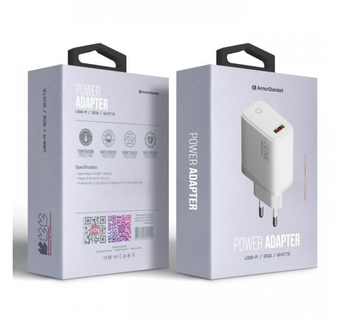 Зарядное устройство для Armorstandart AR013 USB-A 30W white (ARM84424)
