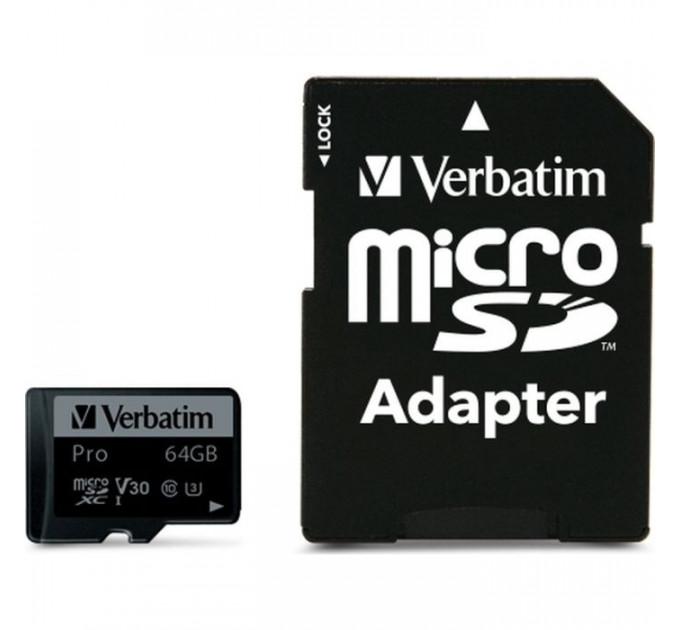 Карта памяти Verbatim 64GB microSDXC class 10 UHS-III PRO (47042)