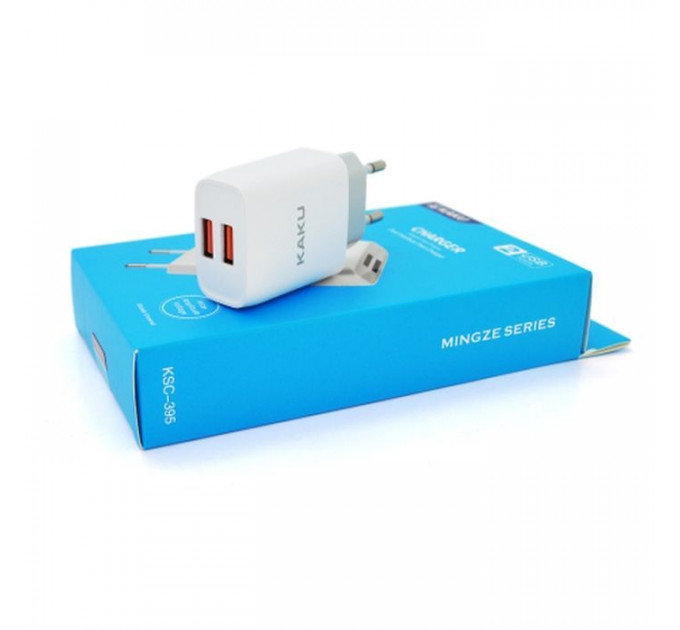 Зарядний пристрій iKAKU KSC-395 2xUSB 5V 2.4A 12W White (KSC-395 MINGZE)