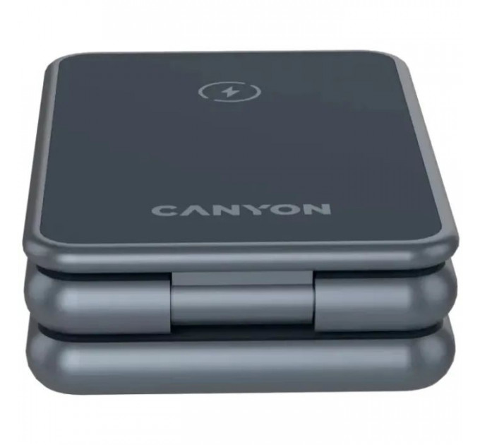 Зарядний пристрій Canyon Foldable wireless charger 15W 3in1 Metal (CNS-WCS309M)