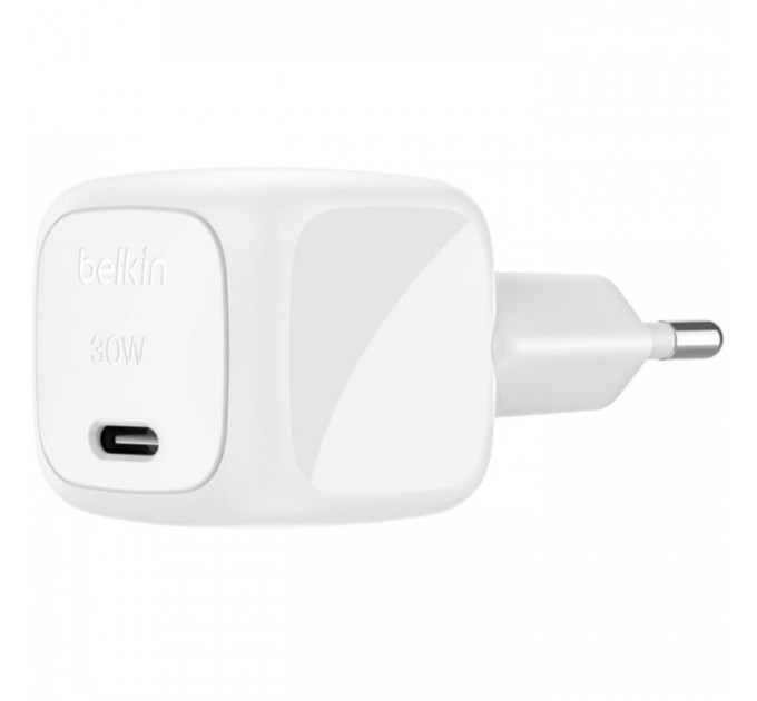 Зарядний пристрій Belkin USB-C PD30W PPS + cable USB-C to USB-C 1.0m PVC white (WCA008KQ1MWH-B6)