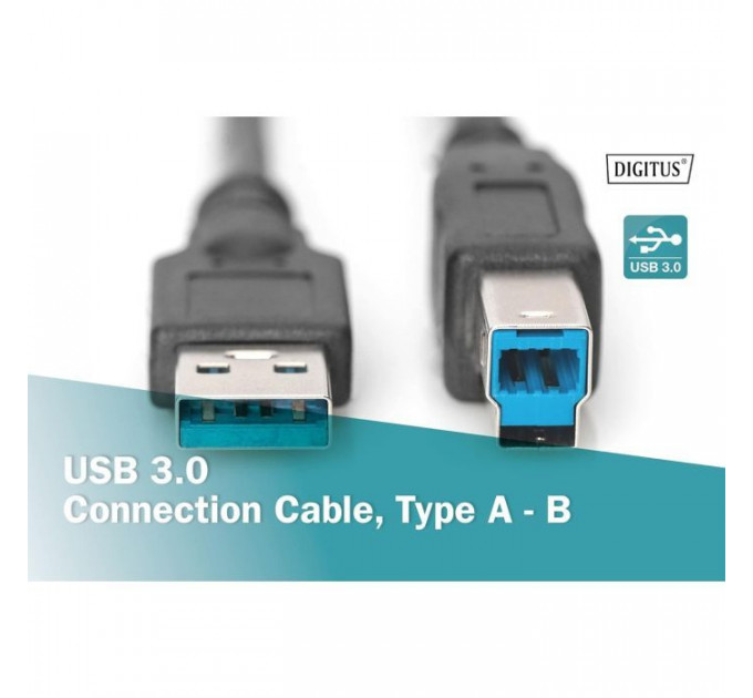 Дата кабель USB 3.0 AM\/BM 1.8m black Digitus (AK-300115-018-S)