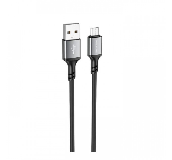 Дата кабель USB 2.0 AM to Micro 5P 1.0m silicone black BOROFONE (6974443386387)