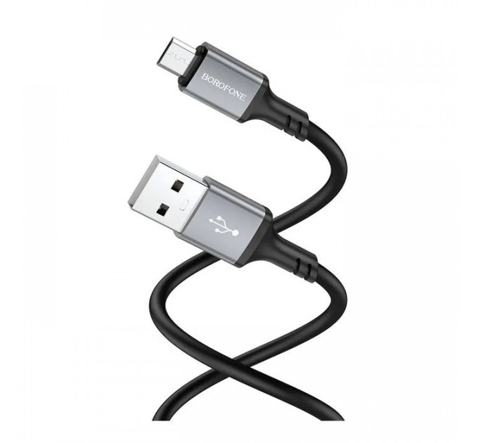 Дата кабель USB 2.0 AM to Micro 5P 1.0m silicone black BOROFONE (6974443386387)