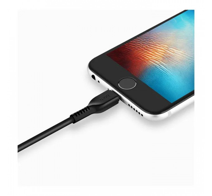 Дата кабель USB 2.0 AM to Lightning 1.0m 2.4A black HOCO (6957531061144)