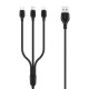 Дата кабель USB 2.0 AM to Lightning + Micro 5P + USB-C 1.0m 2.1A black XO (NB103-3in1-1-BK)