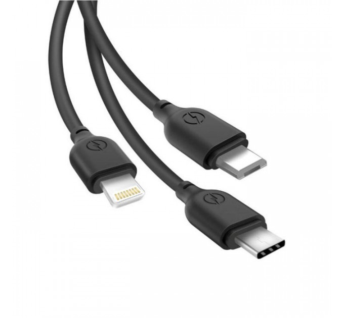 Дата кабеля USB 2.0 AM to Lightning + Micro 5P + USB-C 1.0m 2.1A black XO (NB103-3in1-1-BK)