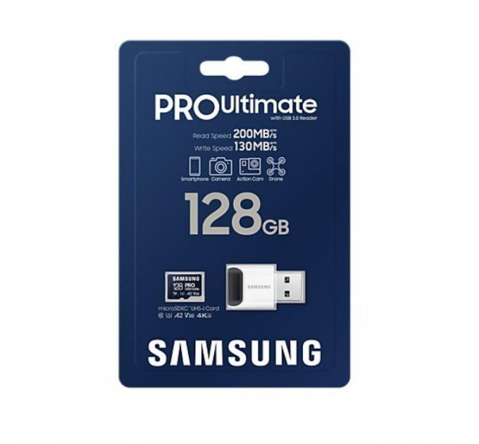 Карта памяти Samsung 128GB microSDXC class 10 UHS-I U3 V30 A2 Pro Ultimate (MB-MY128SB\/WW)