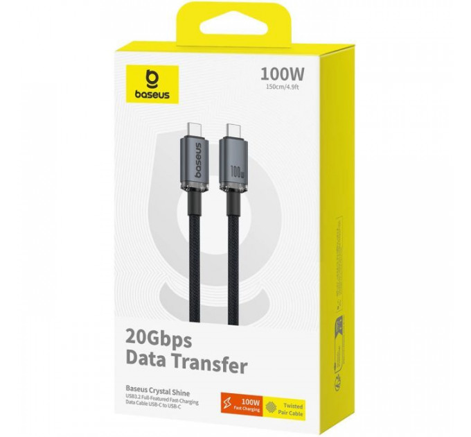 Дата кабеля USB-C to USB-C 1.5m 100W USB3.2 20Gb black Baseus (P10318204111-00)