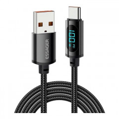 Дата кабель USB 2.0 AM to USB-C 2.0m 7A LED black Essager (EXCT-XYA01-P)