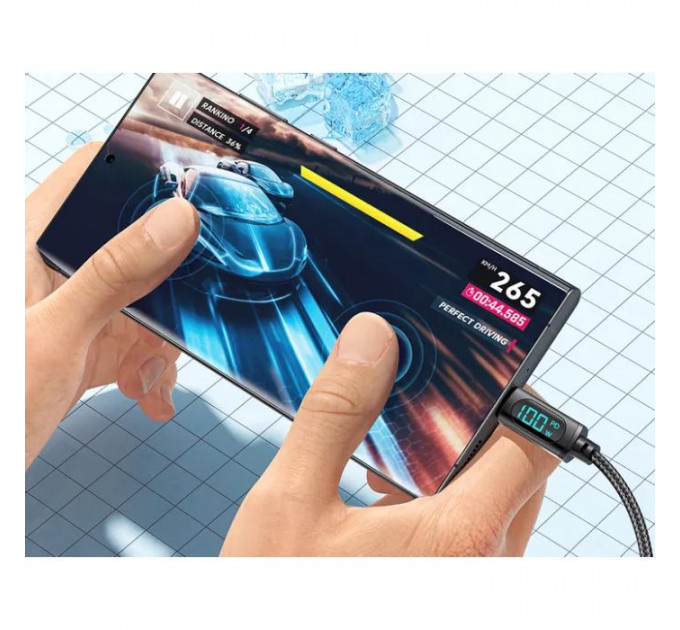 Дата кабель USB 2.0 AM to USB-C 2.0m 7A LED black Essager (EXCT-XYA01-P)