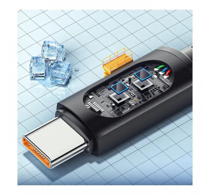Дата кабель USB 2.0 AM to USB-C 2.0m 7A LED black Essager (EXCT-XYA01-P)