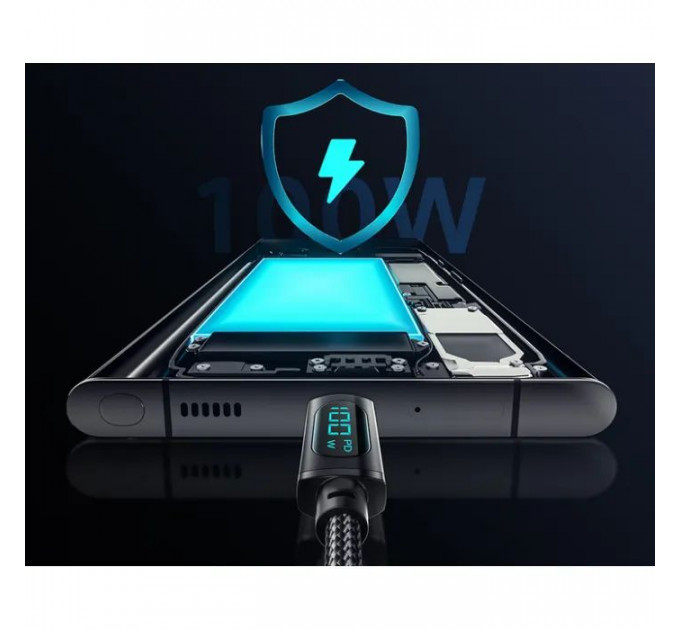 Дата кабель USB 2.0 AM to USB-C 2.0m 7A LED black Essager (EXCT-XYA01-P)