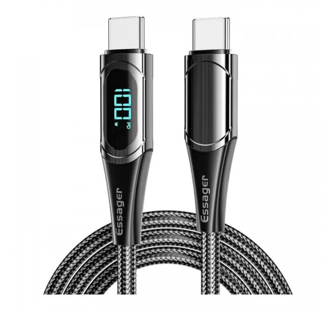 Дата кабеля USB-C to USB-C 2.0m 100W Digital Display black Essager (ES-XCTT1-YDA01) Дата кабеля USB-C to USB-C 2.0m 100W Digital Display black Essager (ES-XCTT1-YDA01)