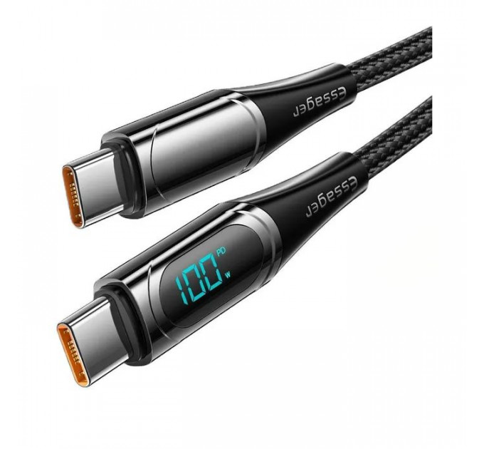Дата кабеля USB-C to USB-C 2.0m 100W Digital Display black Essager (ES-XCTT1-YDA01)