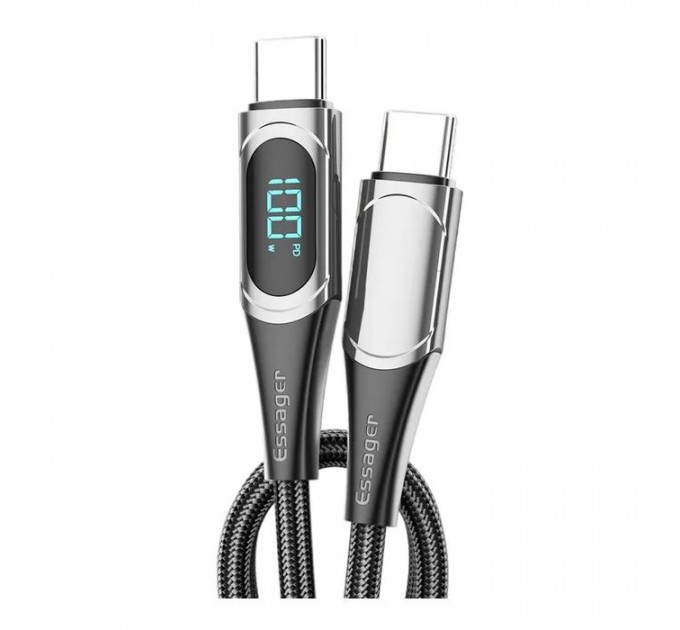 Дата кабеля USB-C to USB-C 2.0m 100W Digital Display black Essager (ES-XCTT1-YDA01)