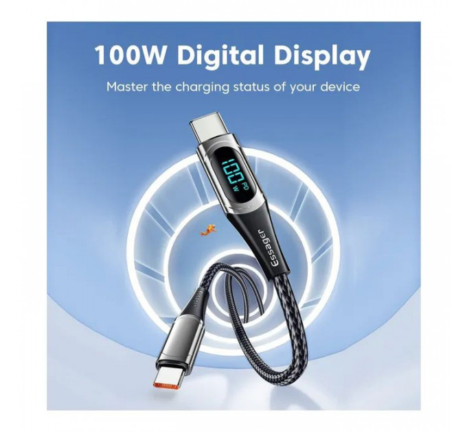 Дата кабеля USB-C to USB-C 2.0m 100W Digital Display black Essager (ES-XCTT1-YDA01)
