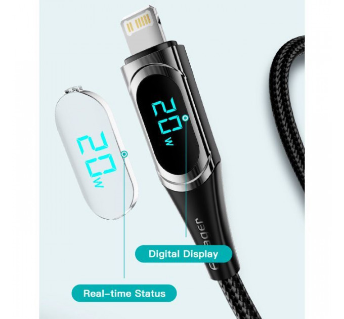 Дата кабель USB-C to Lightning 2.0m 20W Digital Display black Essager (EXCTL-YDA01)