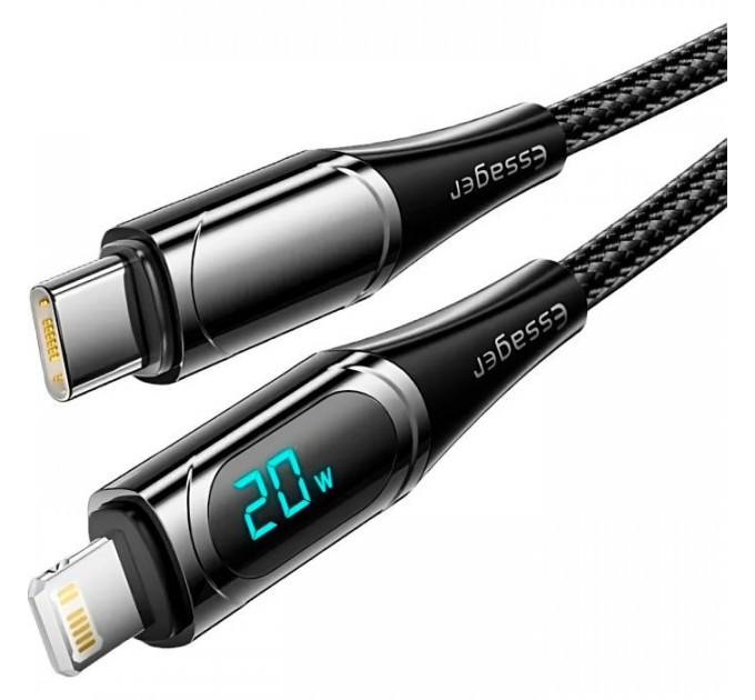 Дата кабель USB-C to Lightning 2.0m 20W Digital Display black Essager (EXCTL-YDA01)