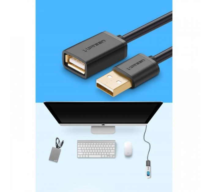 Дата кабель USB 2.0 AM\/AF 1.0m US103 black Ugreen (10314)