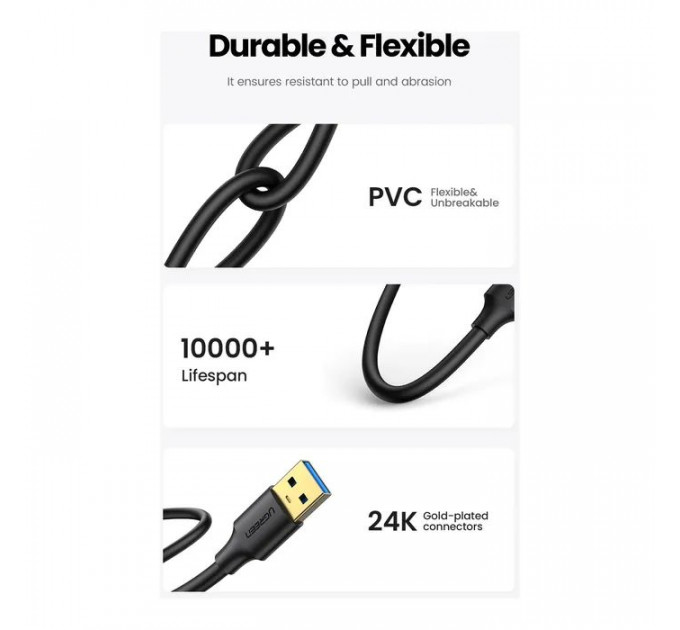 Дата кабель USB 3.0 AM\/AM 2.0m US128 black Ugreen (10371)