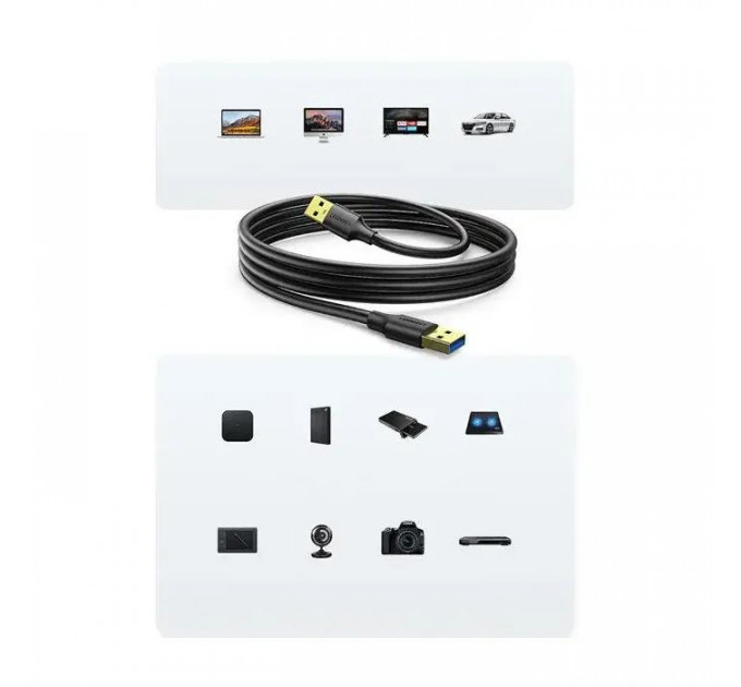 Дата кабель USB 3.0 AM\/AM 3.0m US128 black Ugreen (90576)