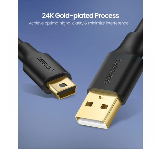 Дата кабеля USB 2.0 AM to Mini 5P 1.5m US132 black Ugreen (10385)