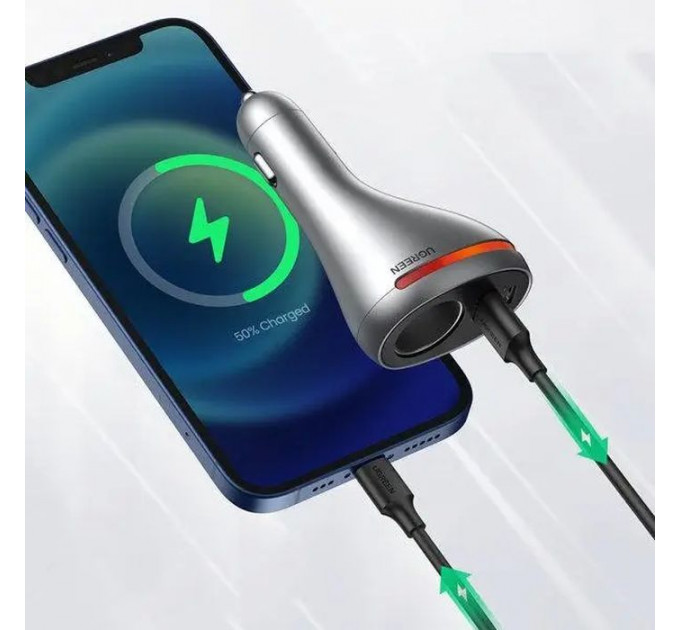 Зарядное устройство для Ugreen USBC PD20W + USB QC3.0 silver (60712)