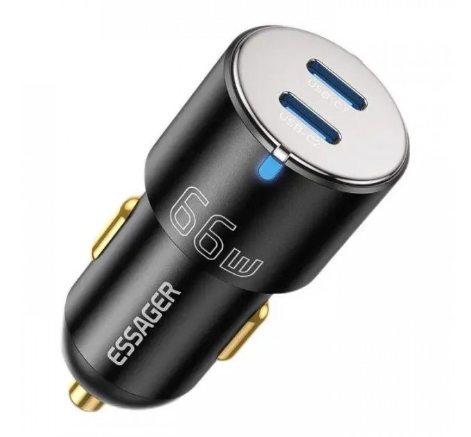 Зарядний пристрій Essager 2xUSB-C 66W black (ECC2C-FF01)