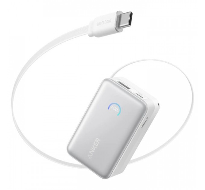 Батарея универсальная Anker Nano 10000mAh, 45W, Built-In USB-C Cable, white (A1638H21) Батарея универсальная Anker Nano 10000mAh, 45W, Built-In USB-C Cable, white (A1638H21)