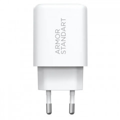 Зарядний пристрій Armorstandart 1xUSB-C PD20W + 1xUSB QC3.0 GaN white (ARM87067)