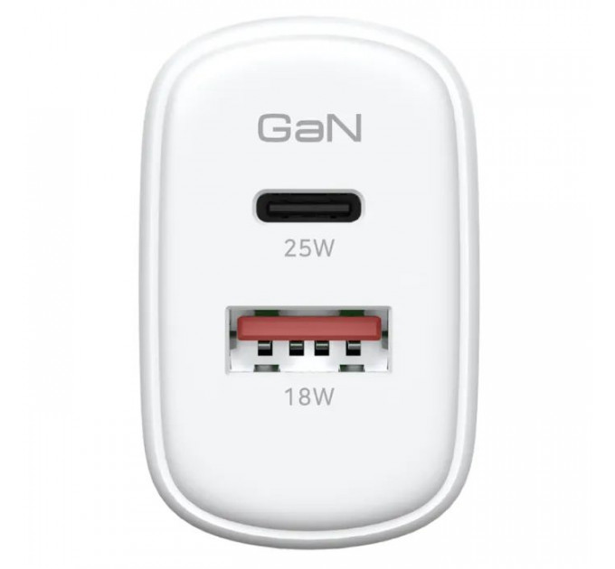 Зарядний пристрій Armorstandart 1xUSB-C PD20W + 1xUSB QC3.0 GaN white (ARM87067)