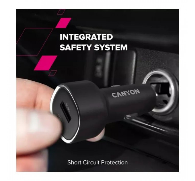 Зарядний пристрій Canyon 1xUSB + 1xUSB-C PD85W black (CNE-CCABR8AC)
