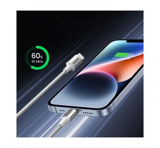 Дата кабель USB-C to Lightning 1.0m 3A 60W US304 white Ugreen (70523)