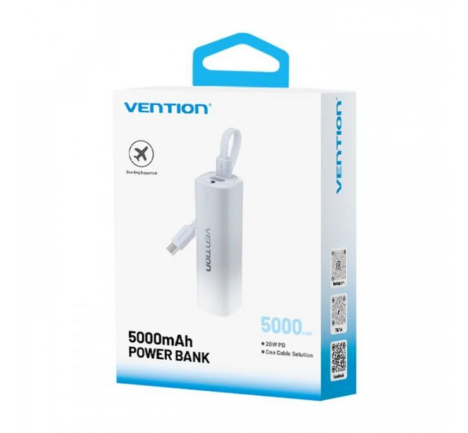 Батарея універсальна VENTION 5000mAh 20W PD, USB-C In\/Out, Lightning In\/Out, with cable, Gradient Gray (FHWM0)