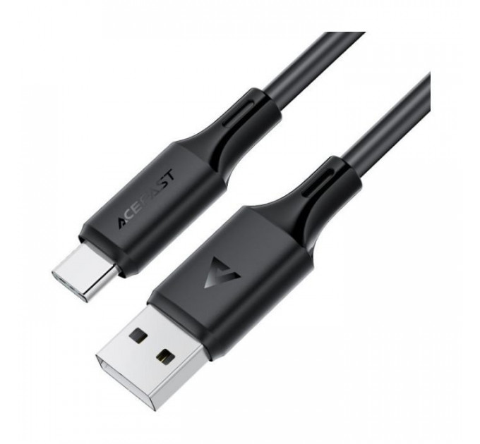 Дата кабель USB 2.0 AM to USB-C 1.2m 3A 60W silicone black Acefast (6974316284178)