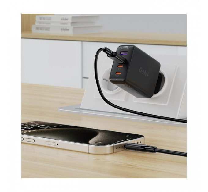 Дата кабель USB 2.0 AM to USB-C 1.2m 3A 60W silicone black Acefast (6974316284178)