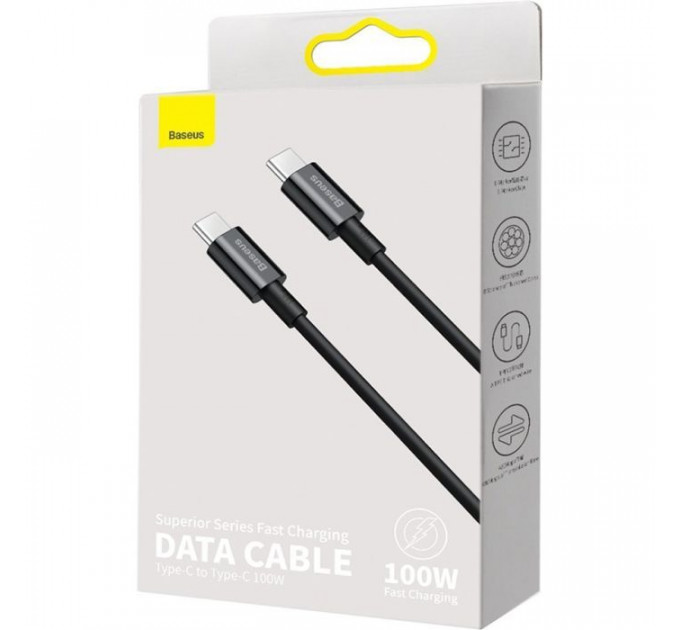 Дата кабель USB-C to USB-C 2.0m 100W black Baseus (CATYS-C01)