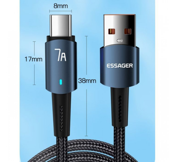 Дата кабель USB 2.0 AM to USB-C 1.0m 7A 100W blue Essager (EXC7A-CG03-P)