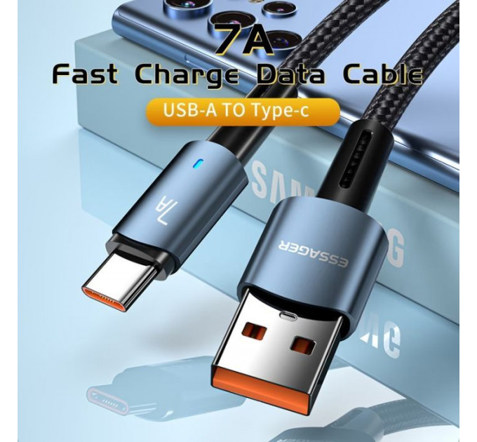 Дата кабель USB 2.0 AM to USB-C 1.0m 7A 100W blue Essager (EXC7A-CG03-P)