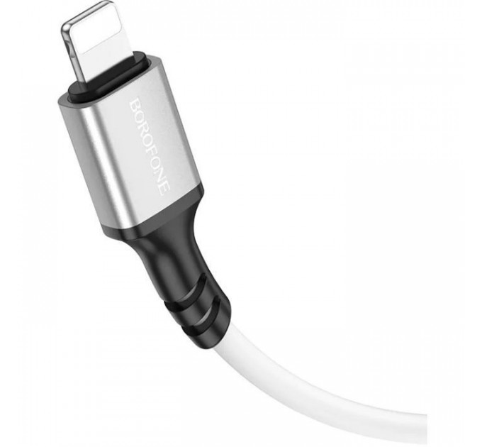 Дата кабель USB 2.0 AM to Lightning silicone BX83 white BOROFONE (6974443386363)