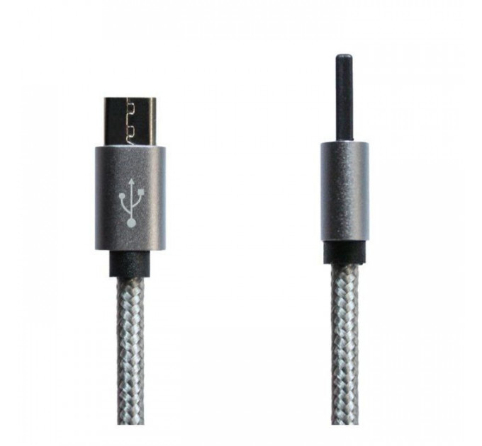 Дата кабель USB 2.0 AM to Micro 5P 1.0m Grey\/Black Grand-X (FM02)