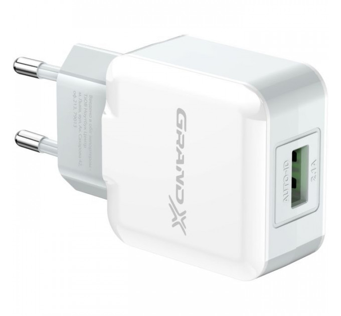 Зарядное устройство для Grand-X 5V 2.1A White (CH-03W)