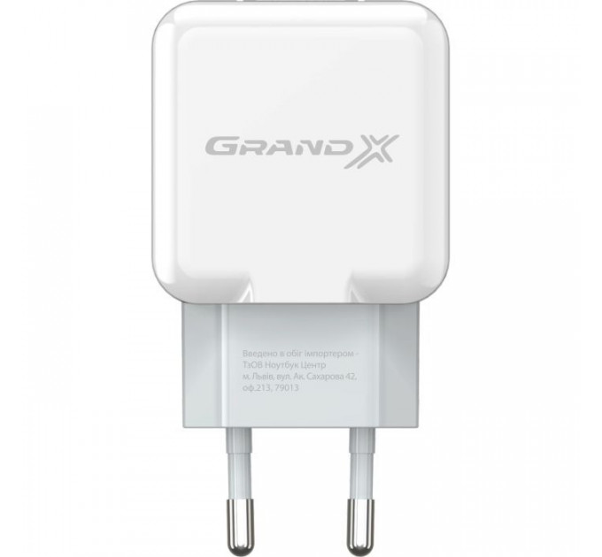 Зарядное устройство для Grand-X 5V 2.1A White (CH-03W)