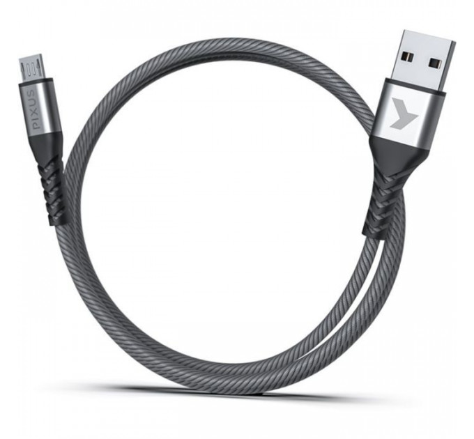 Дата кабель USB 2.0 AM to Micro 5P 1.0m Flex Gray Pixus (4897058531145)