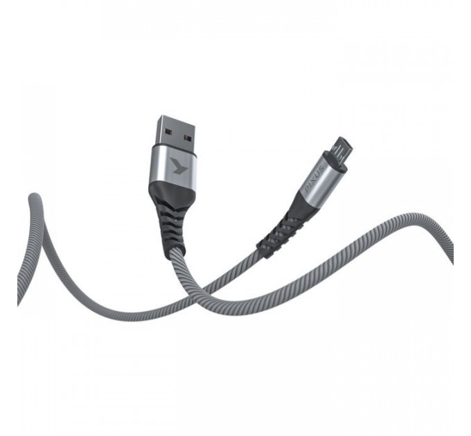 Дата кабель USB 2.0 AM to Micro 5P 1.0m Flex Gray Pixus (4897058531145)