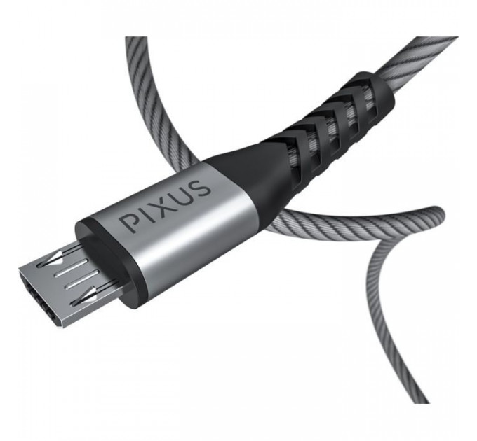 Дата кабель USB 2.0 AM to Micro 5P 1.0m Flex Gray Pixus (4897058531145)